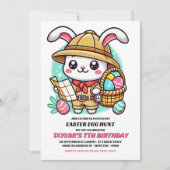 Niedlicher Hasen-Explorer Ostereier Jagd Geburtsta Einladung (Vorderseite)