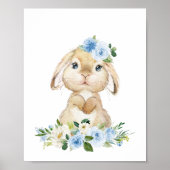 Niedlicher Hasen, Kaninchen, Blumen, Junge Kinderz Poster (Vorne)