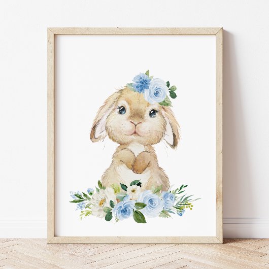 Niedlicher Hasen, Kaninchen, Blumen, Junge Kinderz Poster