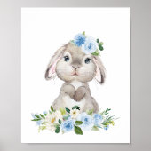 Niedlicher Hasen, Kaninchen, Blumen, Junge Kinderz Poster (Vorne)