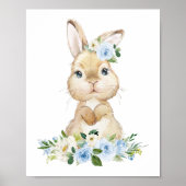 Niedlicher Hasen, Kaninchen, Blumen, Junge Kinderz Poster (Vorne)