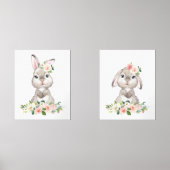 Niedlicher Hasen, Kaninchen, rosa Blume, Girl-Kind Bilderwand Sets (Vorderseite)