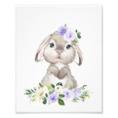 Niedlicher Hasen, Kaninchen, violette Blumen, gesc Fotodruck (Vorne)