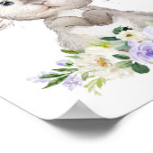 Niedlicher Hasen, Kaninchen, violette Blumen, gesc Poster (Ecke)