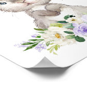 Niedlicher Hasen, Kaninchen, violette Blumen, gesc Poster (Ecke)