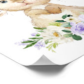 Niedlicher Hasen, Kaninchen, violette Blumen, gesc Poster (Ecke)