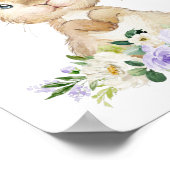 Niedlicher Hasen, Kaninchen, violette Blumen, gesc Poster (Ecke)