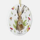 Niedlicher Hasen mit Apfelkuchen und Pilzgerichten Keramik Ornament (Rechts)