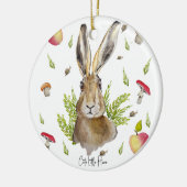 Niedlicher Hasen mit Apfelkuchen und Pilzgerichten Keramik Ornament (Links)