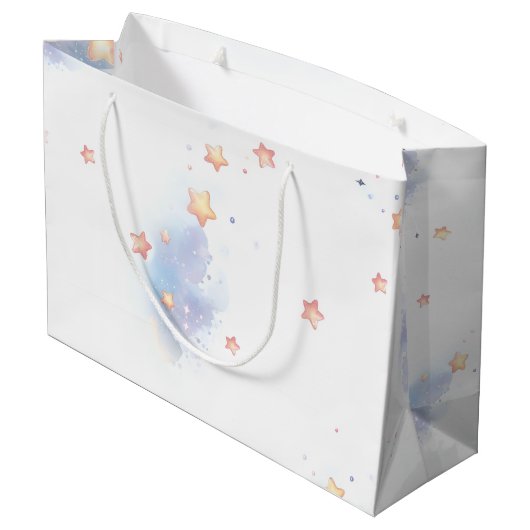 niedlicher Hasen- und Halbmond Große Geschenktüte (Rückseite Schrägansicht)