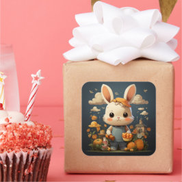 Niedlicher Hasenaufkleber Quadratischer Aufkleber