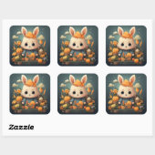 Niedlicher Hasenaufkleber Quadratischer Aufkleber (Blatt)