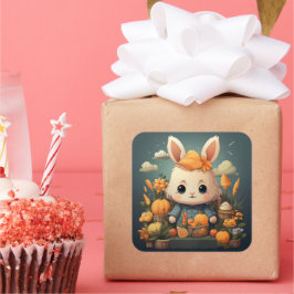 Niedlicher Hasenaufkleber Quadratischer Aufkleber