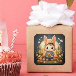 Niedlicher Hasenaufkleber Quadratischer Aufkleber