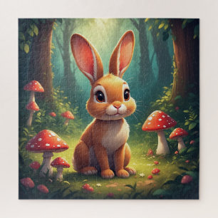 Niedlicher Hasenkaninchen im verzauberten Wald Puzzle