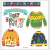 Niedlicher, hässlicher Sweater Frohe Weihnachtscre Aufkleber (Blatt)
