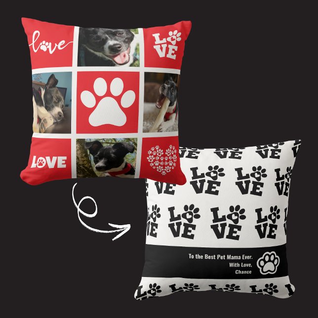 Niedlicher Haustier Eltern erstellen eigene rote L Kissen (Custom pet photo pillow makes a great gift for a pet mom or fur dad. Personalize your text too! )