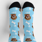 Niedlicher Haustier Hund Lover Blue Foto Socken (Oben)