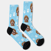Niedlicher Haustier Hund Lover Blue Foto Socken (Rechts)