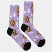 Niedlicher Haustier Hund Lover Lila Foto Socken (Rechts)