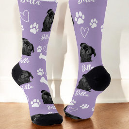 Niedlicher Haustier Hund Lover Lila Foto Socken