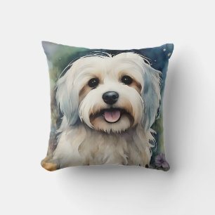 Niedlicher Havanese Hund in Wasserfarbe Kissen