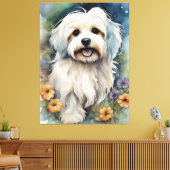 Niedlicher Havanese Hund in Wasserfarbe Leinwanddruck (Insitu (Wohnzimmer))