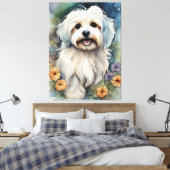 Niedlicher Havanese Hund in Wasserfarbe Leinwanddruck (Insitu (Schlafzimmer))