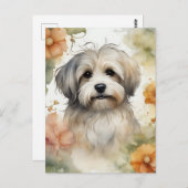 Niedlicher Havanese Hund in Wasserfarbe Postkarte (Vorne/Hinten)