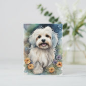 Niedlicher Havanese Hund in Wasserfarbe Postkarte (Stehend Vorderseite)