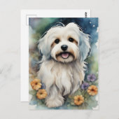 Niedlicher Havanese Hund in Wasserfarbe Postkarte (Vorne/Hinten)
