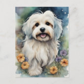 Niedlicher Havanese Hund in Wasserfarbe Postkarte (Vorderseite)