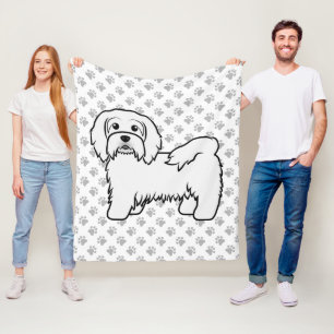 Niedlicher Havanese-Kartoon-Hunde-Illustration Fleecedecke