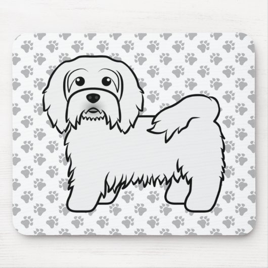 Niedlicher Havanese-Kartoon-Hunde-Illustration Mousepad (Vorne)