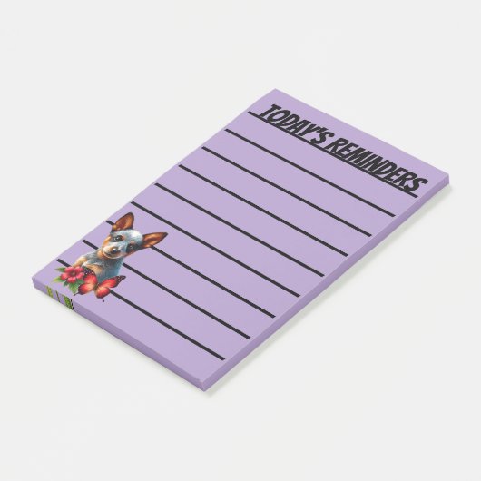 Niedlicher Heeler Welpe mit Schmetterling und Blum Post-it Klebezettel (angewinkelt)
