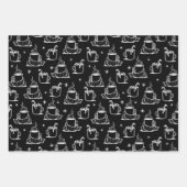 Niedlicher heißer Kaffee Nahtloses Muster Schwarze Geschenkpapier Set (Vorderseite 3)