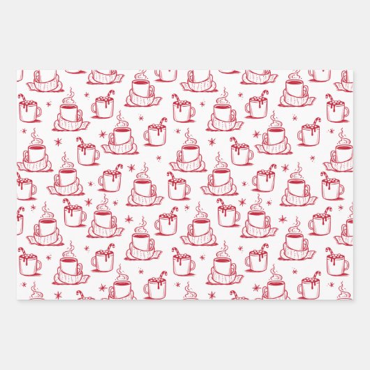 Niedlicher heißer Kaffee Nahtloses Muster, weißer Geschenkpapier Set (Vorderseite 3)