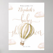 Niedlicher Heißluftballon Babydusche Begrüßungszei Poster (Vorne)