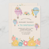 niedlicher Heißluftballon Geburtstag Einladung (Vorne/Hinten)