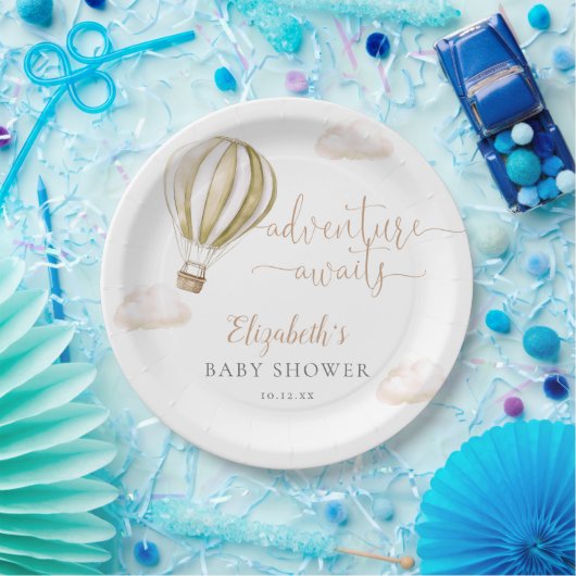 Niedlicher Heißluftballon Geschlecht Neutrale Baby Pappteller (Party)