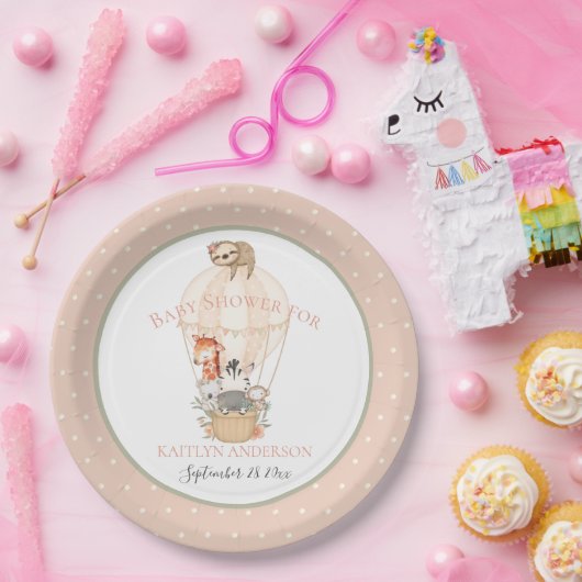 Niedlicher Heißluftballon Giraffe Zebra Vielen Dan Pappteller (Party)