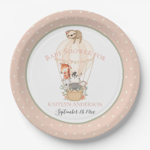 Niedlicher Heißluftballon Giraffe Zebra Vielen Dan Pappteller