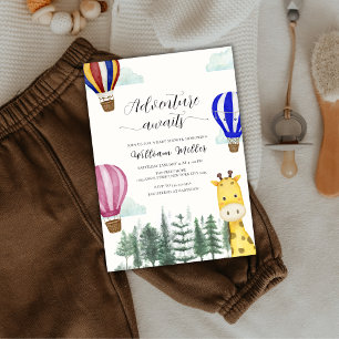 Niedlicher Heißluftballon Jungle Giraffe Babydusch Einladung