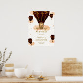 Niedlicher Heißluftballon Löwe Babydusche Willkomm Poster (Küche)