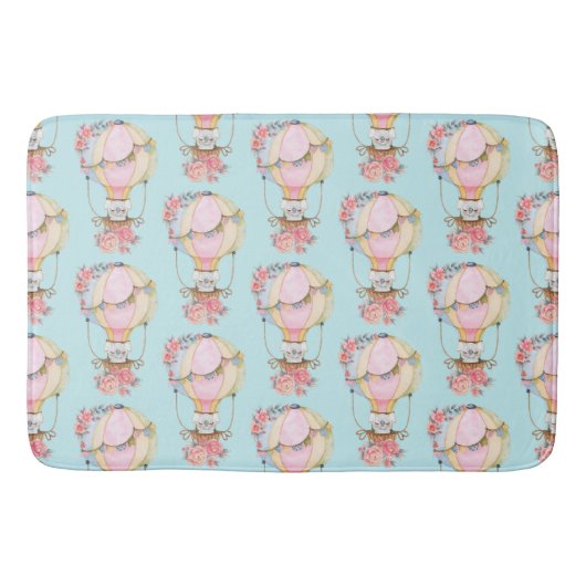 Niedlicher Heißluftballon mit Bärenfarben-Muster Badematte (Vorderseite)