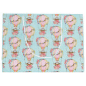 Niedlicher Heißluftballon mit Bärenfarben-Muster Große Geschenktüte (Rückseite)