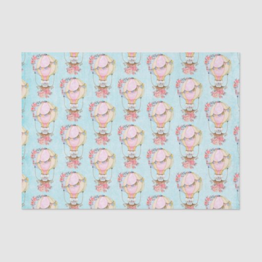 Niedlicher Heißluftballon mit Bärenfarben-Muster Seidenpapier (Vorderseite)