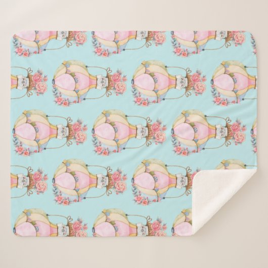 Niedlicher Heißluftballon mit Bärenfarben-Muster Sherpadecke (Vorderseite (Horizontal))