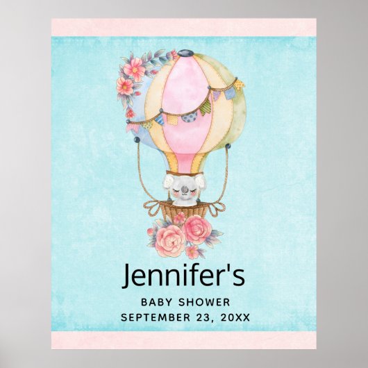 Niedlicher Heißluftballon mit Bärenfarben-Poster Poster (Vorne)