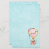 Niedlicher Heißluftballon mit Bärenwasser Briefpapier (Vorne/Hinten)